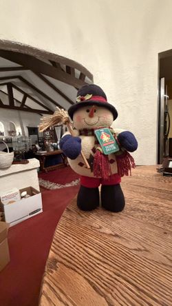 14" Folksy Charming Country Snowman Standing Plush w/ Weighted Feet