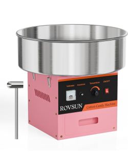 ROVSUN 21 Inch Cotton Candy Machine Commercial, Candy Floss Maker Electric Cotton Candy Maker w/Stainless Steel Bowl, Sugar Scoop and Large Storage Dr