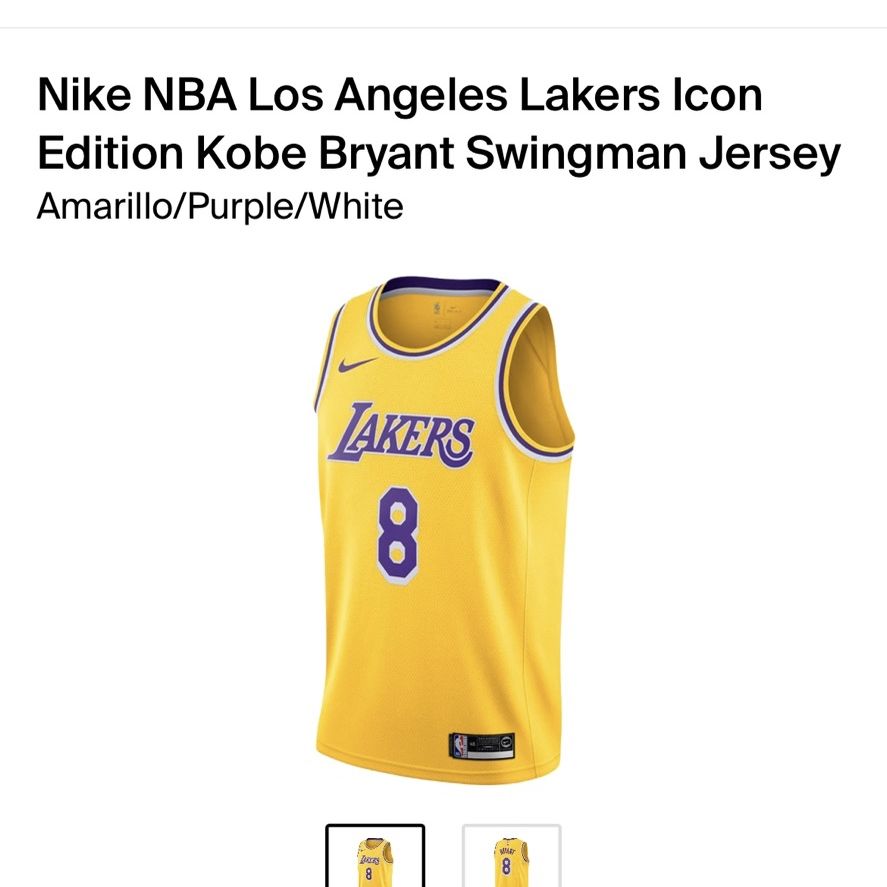 Nike NBA Los Angeles Lakers Icon Edition Kobe Bryant Swingman Jersey White/Purple/Amarillo  Men's - US