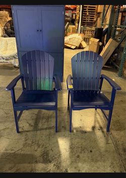 New set of 2 Adirondack chairs, Acacia Wood Outdoor Navy