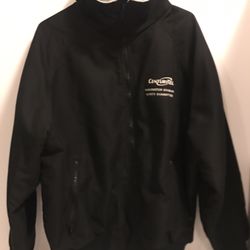 Mens Custom Embroidered durable & dynamic Classic Work Squall Jacket XXL, black canvas waterproof, Windproof, therma check fleece lining, zipper pocke