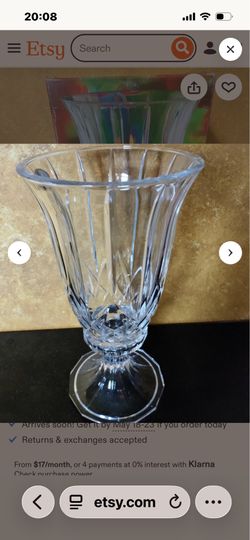 St. George 12" Lead Crystal Hurricane Candle Holder or Lamp Fine Lead Crystal