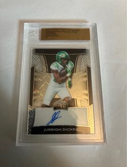 2025 Leaf Metal Jurrion Dickey Autographed Football Card 1/1 Laser Silver Graded