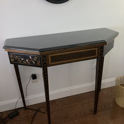 Antique Granite top hand painted hall console table