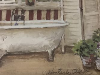 2 Beautifully Framed & Matted C. Winterle Olson Bathroom Artwork