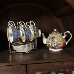 Van Gogh Tea Set With Tea Pot Tea Cups And Plates