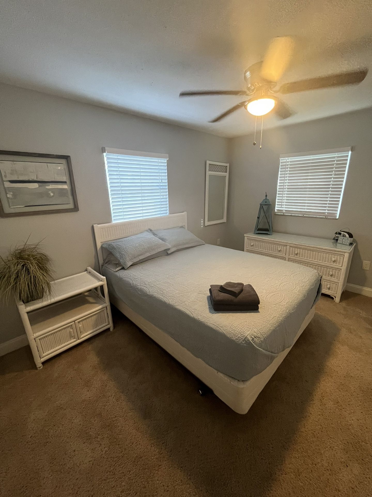 Queen Bed Frame, Dresser, Night Stand And Mirror