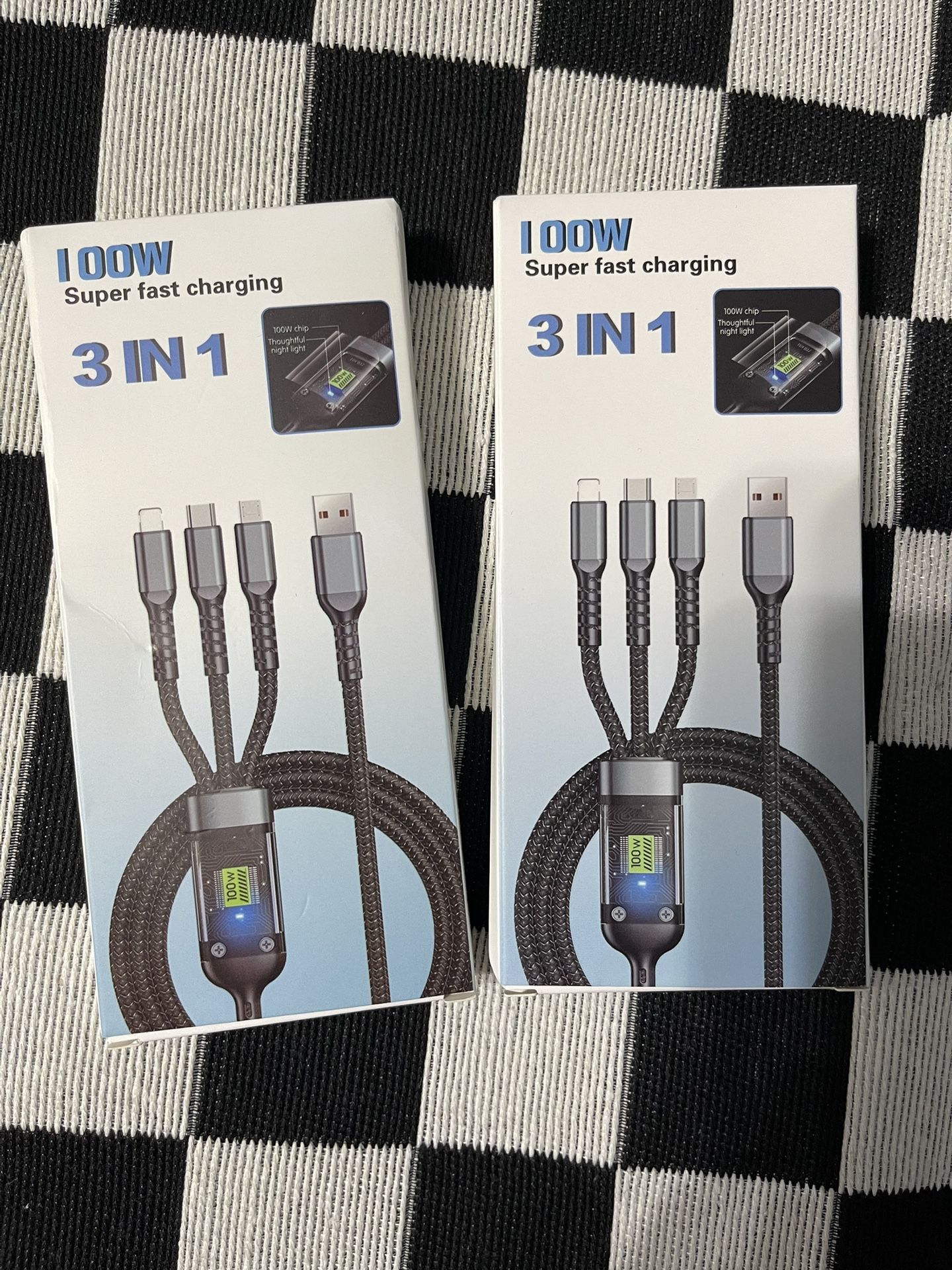 BRAND NEW 3 IN 1 FAST CHARGING CABLE! (THIS IS A TWO PACK)