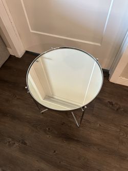Glass Mirror Side Table 16” x 17”