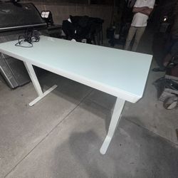 CHITOOMA Glass Top Electric Standing Desk with Drawer, 55'' x 28'' Electric Height Adjustable Desk with USB Charging Ports, Sit Stand up for Home Offi