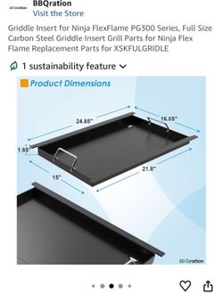 NEW Ninja FlexFlame PG300 Full Size Carbon Steel Griddle Insert