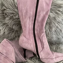 Lavender Suede Couture Boots