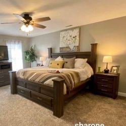 Juararo Dark Brown Poster Bedroom Set 