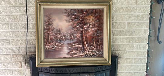 Vintage Forest Oil Painting