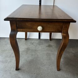 Vintage French Provincial Farmhouse Style Solid Wood End Table With Drawer