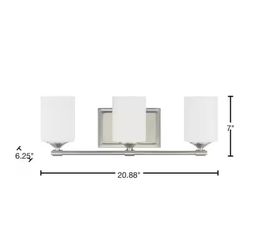 Darlington 20.88 in. 3-Light Brushed Nickel Vanity Light with Frosted Opal Glass Shades
