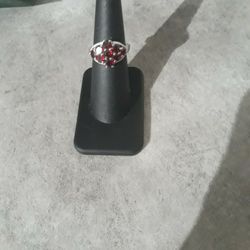 Genuine Garnet Sterling Silver Rg Sz 6 