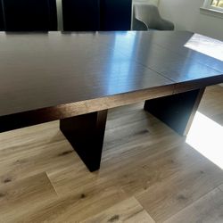 dark oak wood dining table adjustable size 90x42 inches high quality