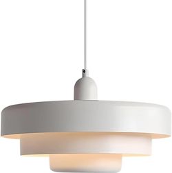 Adjustable White Pendant Light, 13.8" Mid Century Modern Ceiling Lamp #2113TR6