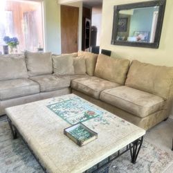 Tan Sectional Sofa Couch 