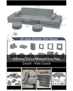 Edbuosy 22Pcs Modular Kids Play Couch - Kids Couch