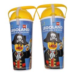 LEGOLAND Florida Resort Souvenir Cup W/Straw & Lid Yellow (2)