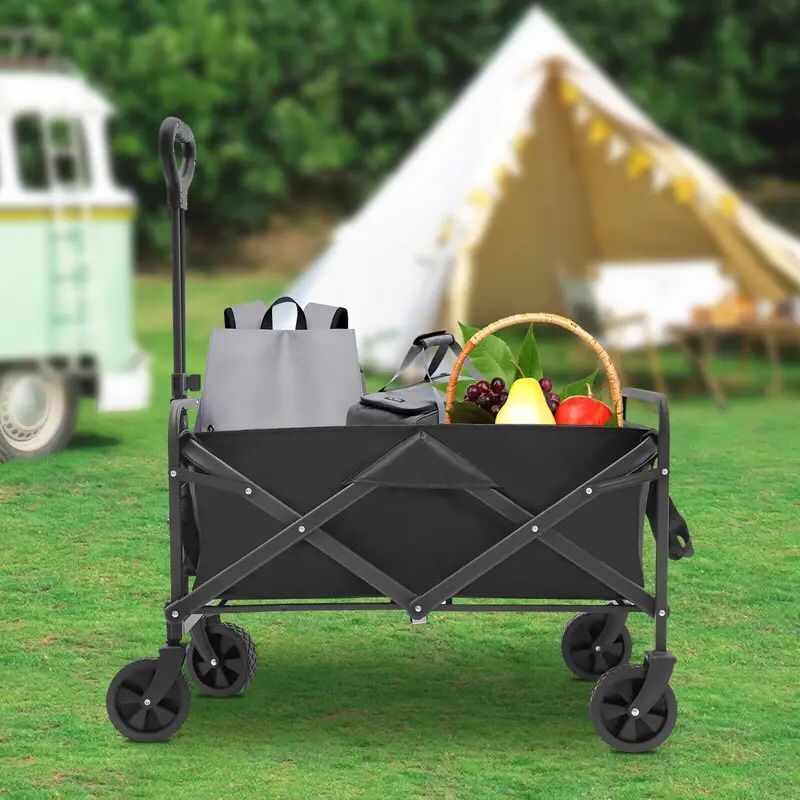 Mini Collapsible Foldable Wagon with 220lbs Weight Capacity, Folding Utility Shopping Cart