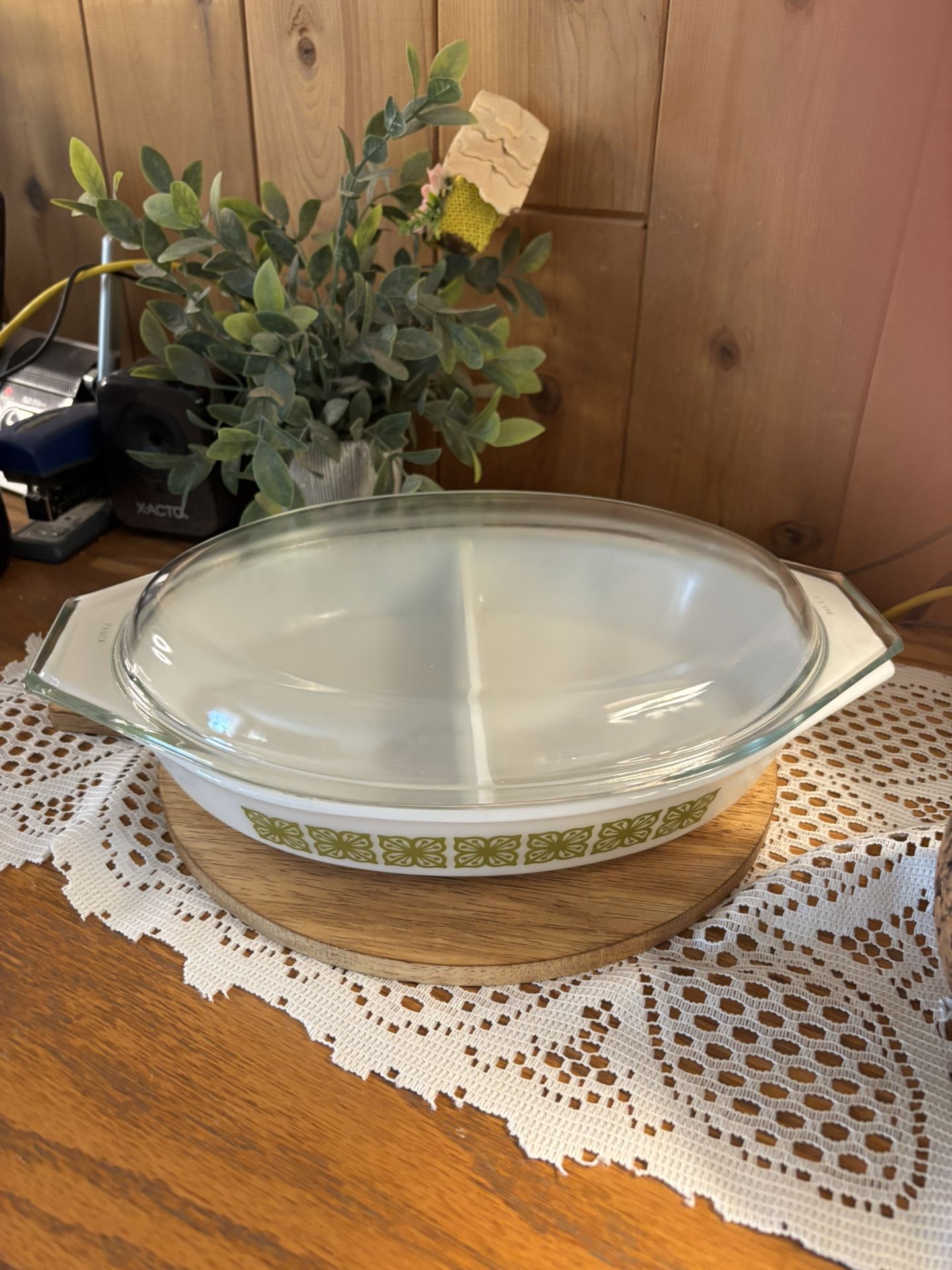 Vintage PYREX Divided Casserole Dish with Lid