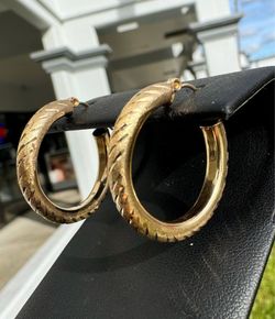 Jewelry 14k hollow yellow gold round hoop earrings 2.90g