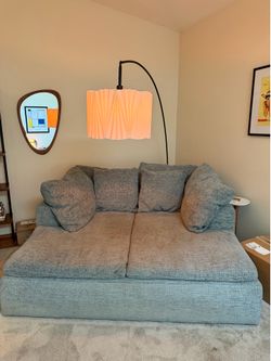 Joybird-style Deep-seat Loveseat with Chaise — Blue — Moving Sale