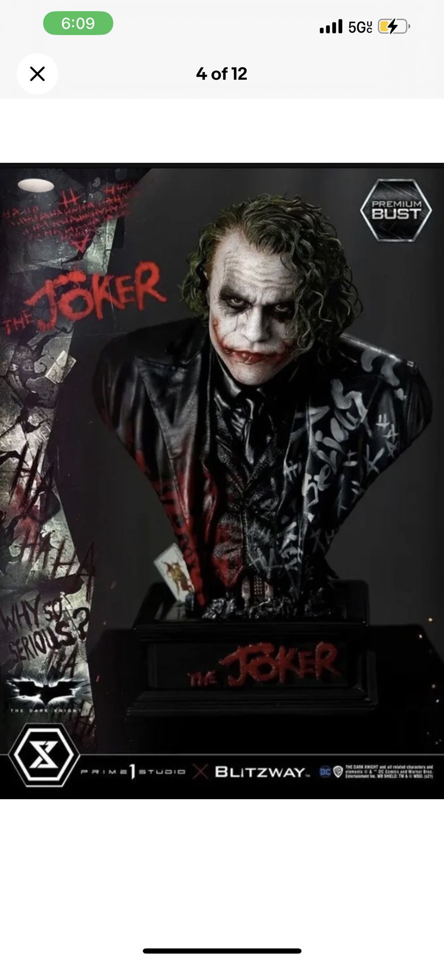 Prime 1 Studio The Dark Knight Premium Bust The Joker 10 in Action Figure -...