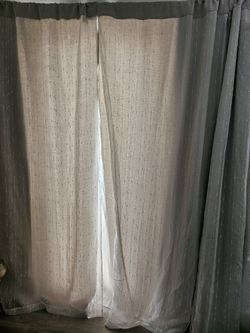 White And Sliver Light Blocking Curtains