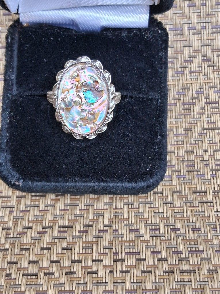 Vintage Abalone And Sterling Silver Ring