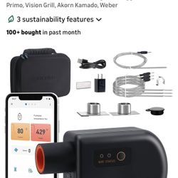 Wi-Fi & Bluetooth BBQ Smoker Temperature Controller with Automatic Smoker Fan, INKBIRD ISC-027BW Grill Thermometer with 4 Probes for Big Green Egg, Ka