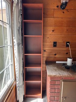 IKEA BILLY Narrow Bookcase – Reddish-Brown Wood Finish – $35