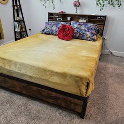 Amazon Queen Bed Frame with Headboard Shelves