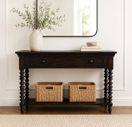 Dark Wood Console/Writing Desk with Drawers