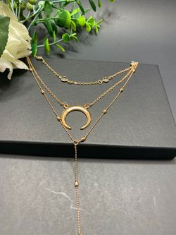 Fashion Boho Choker Necklace Vintage Moon Long Chain Multilayer Necklace