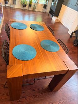 Crate & Barrel solid wood dining table