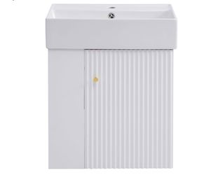 Assembled New 21.6" Modern Floating Bathroom Vanity with Ceramic Sink, Side Storage, Space-Saving Design for Small Spaces