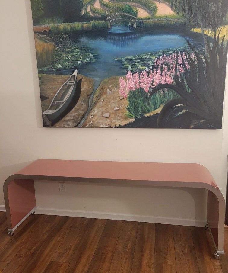 Vintage 1980's Waterfall Shape Console Table 