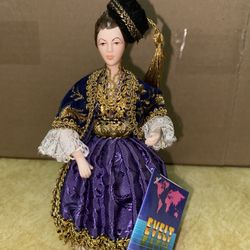7.5 inch Vintage Evelt Handmade Greek Porcelain Doll 142 E Naoussa Imported From Greece 