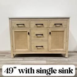 Special Sale!!! 49'' Bathroom Vanity Solid Wood Cabinet Stone Countertop (Open Box)