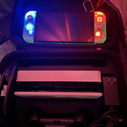 Custom Nintendo Switch Oled With LED Light Up Button Joycons & Glow In The Dark Transparent Shell 