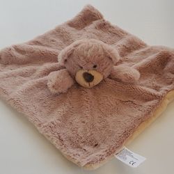KellyToy Teddy Bear Lovey Security Blanket 14"x14" Brown K Luxe Baby Super Soft
