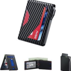 Wallet for Men - Slim Leather Mens Wallet with Cash Slot, Pop-up Card Slot, Credit Card Slot - RFID Blocking Wallet Front Pocket with ID Window, Gift 