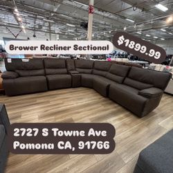 Brower Fabric Power Recliner Sectional 
