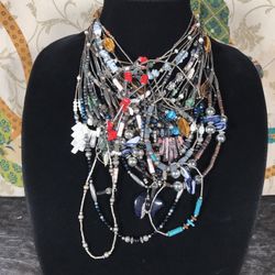 24 Pc Lot Southwestern Style Faux Liquid Silver Necklace Bracelet Anklet Fetish