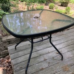 Patio Furniture- Round Square Dining Table With Glass Top Seats 4 People 