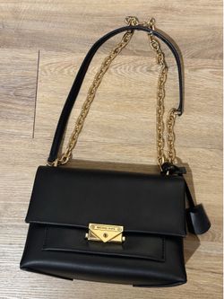 Authentic Michael Kors Black Leather Shoulder Bag | Gold Chain Crossbody Purse